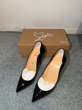 Christian Louboutin Black Patent Pointed-Toe Stiletto Pumps